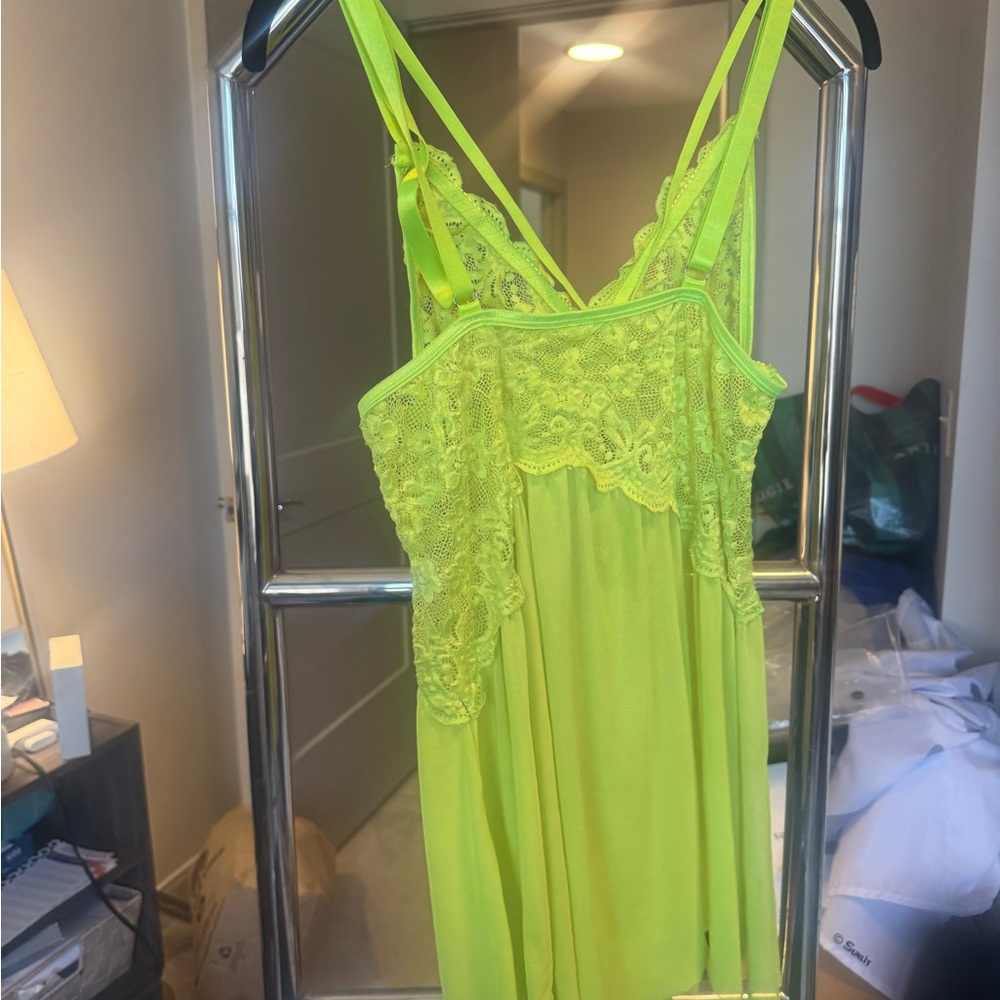 SHEIN Neon Green Lace Chemise